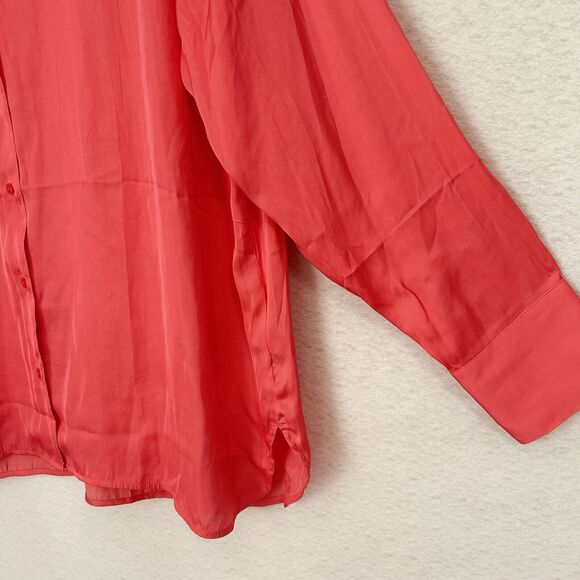 Old Navy Blouse Women XL Tall Pink Daylily Silky ButtonUp Tunic Office Comfy NWT - Picture 8 of 12